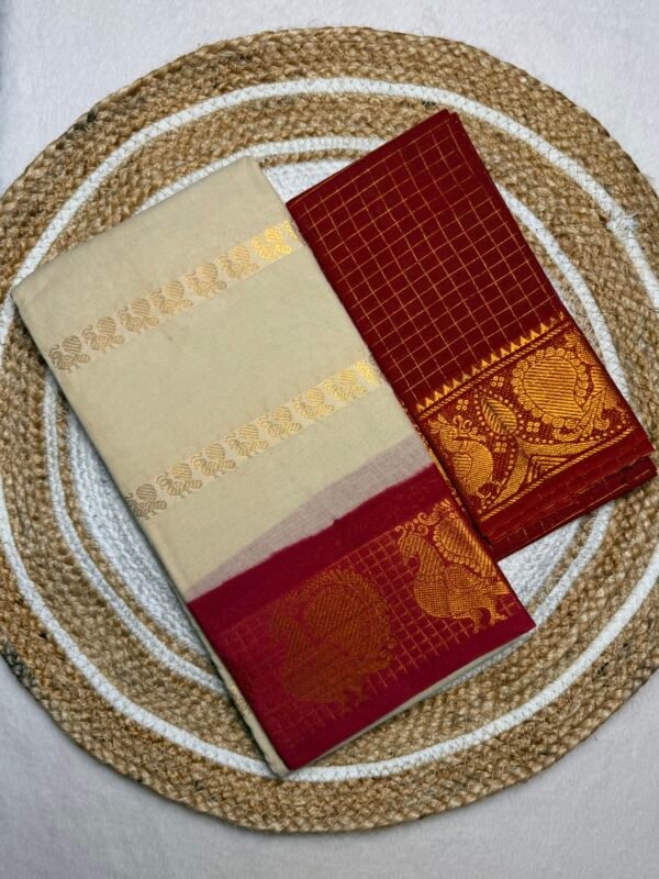 Traditional Madurai Sungudi Cotton Saree with Blouse Piece