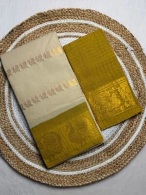 Traditional Madurai Sungudi Cotton Saree with Blouse Piece